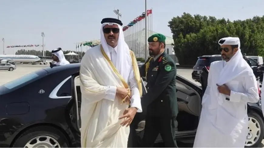 أمير قطر يصل إلى العاصمة السورية دمشق