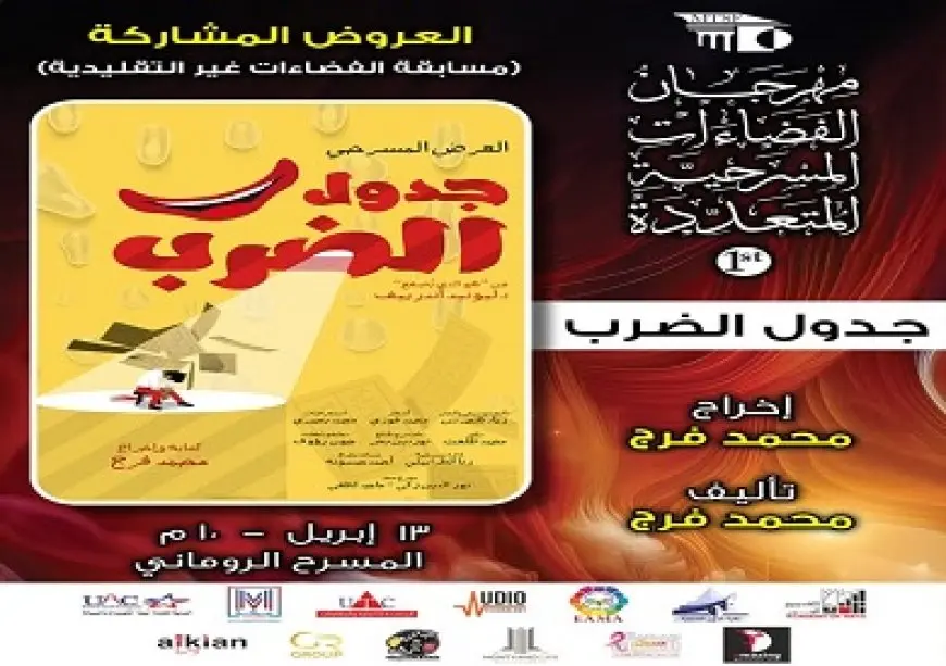 مسرحية جدول الضرب تشارك في مسابقة الفضاءات غير التقليدية بمهرجان الفضاءات المسرحية المتعددة