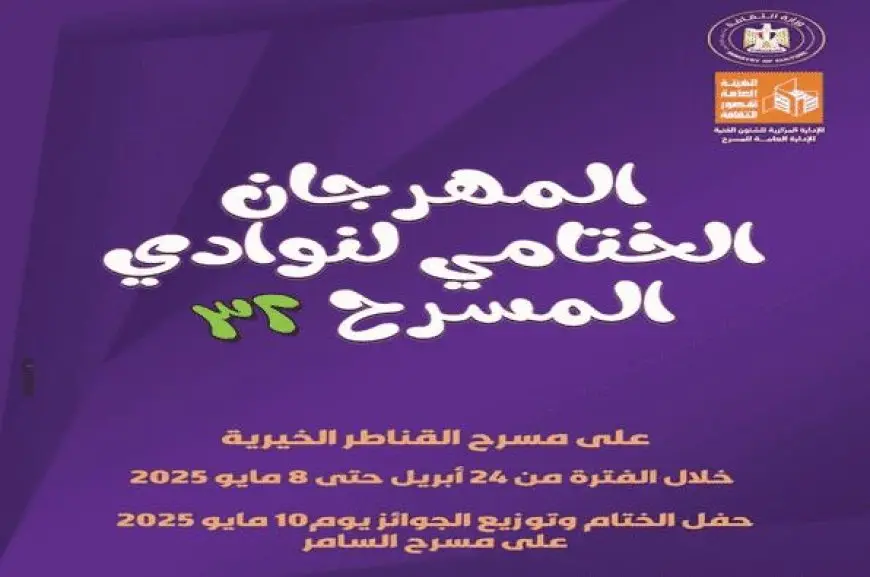 غدًا على مسرح السامر.. ختام وتوزيع جوائز الدورة 32 لمهرجان نوادي المسرح