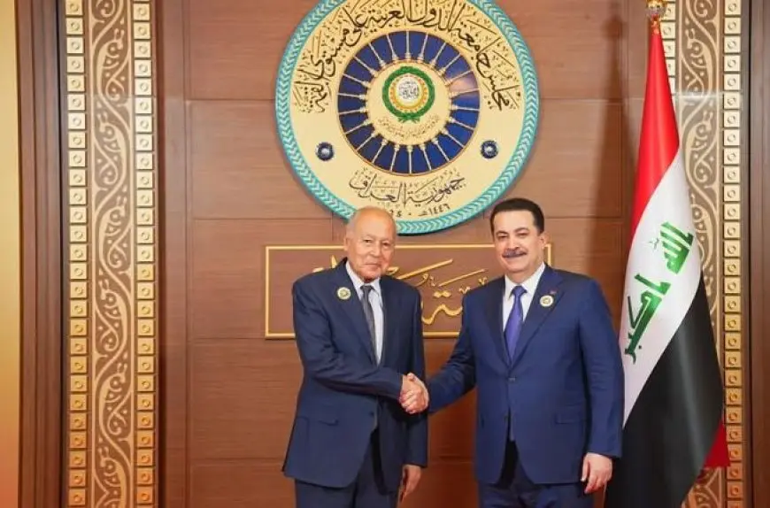 رئيس الوزراء العراقي يستقبل أبو الغيط في مقر انعقاد القمة العربية الـ34 في بغداد