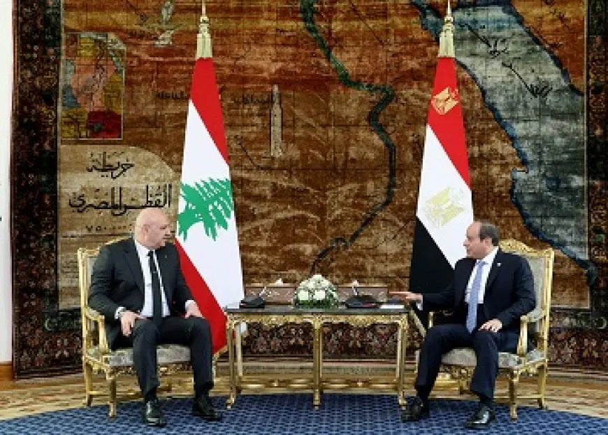 الرئيس السيسي يستقبل نظيره اللبناني في قصر الاتحادية
