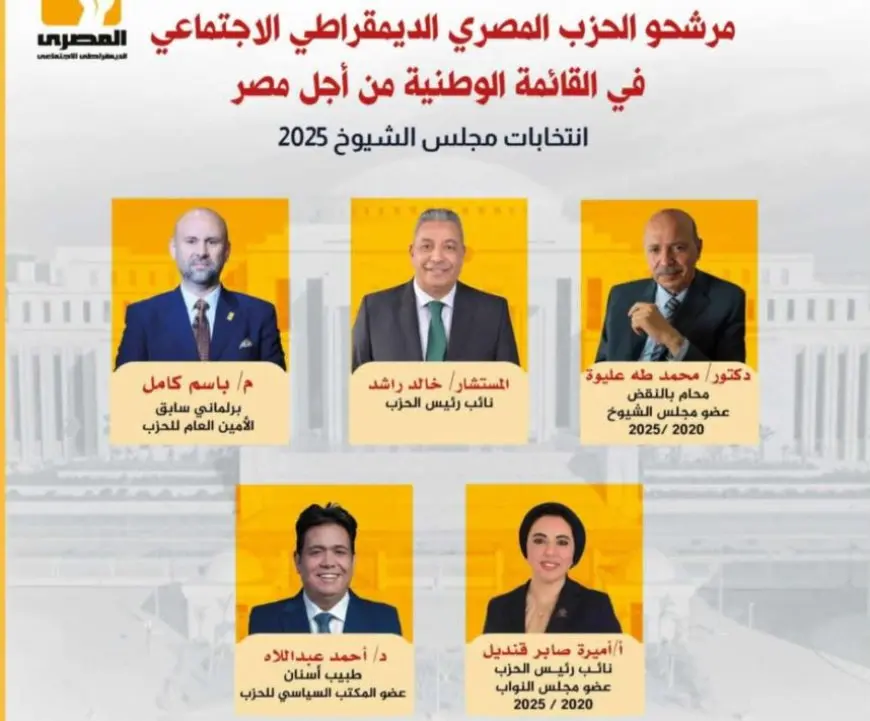 الحزب المصري الديمقراطي يكشف أسماء مرشحيه بالقائمة الوطنية: تحالف انتخابي لا سياسي