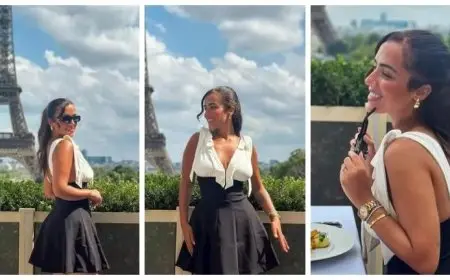 بعد ظهورها مع تامر حسني..آية سليم بإطلالة جريئة أمام برج إيفل