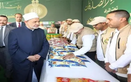 شيخ الأزهر يتفقد القافلة الإغاثية الحادية عشرة إلى غزة: مستمرون في دعم القضية الفلسطينية