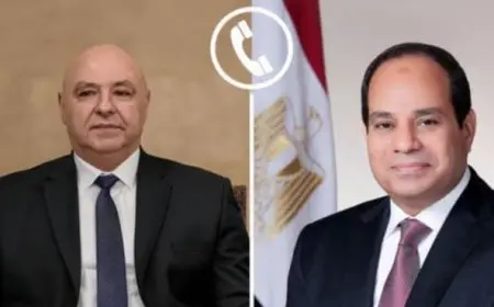 الرئيس السيسي يؤكد لنظيره اللبناني دعم مصر ورفضها لأي انتهاكات تمس سيادة لبنان