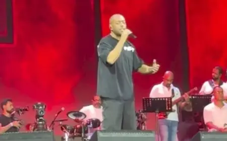 ماذا قال تامر عاشور عن أنغام في حفله بمهرجان العلمين الجديدة؟