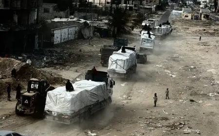 عبور 20 شاحنة مساعدات إماراتية معبر رفح البري دعما لقطاع غزة