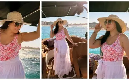 بوسي بإطلالة صيفية جريئة على يخت وسط البحر (8 صور)