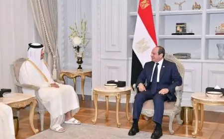 الرئيس السيسي يبحث مع رئيس وزراء قطر تعزيز التعاون الثنائي وجهود التهدئة في غزة