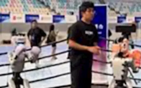 “تمرد الآلات”.. روبوت صيني يضرب رجلًا على ظهره (فيديو)