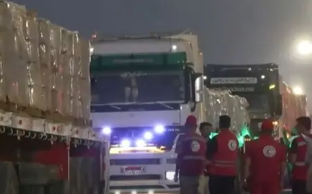 فيديو.. الاحتلال يرفض دخول عشرات الشاحنات من المساعدات المصرية إلى غزة