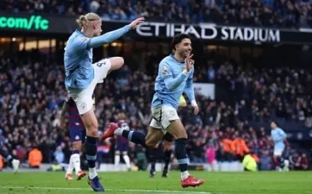 بهدية مرموش.. هالاند يسجل في مباراته الـ 100 بالدوري الإنجليزي