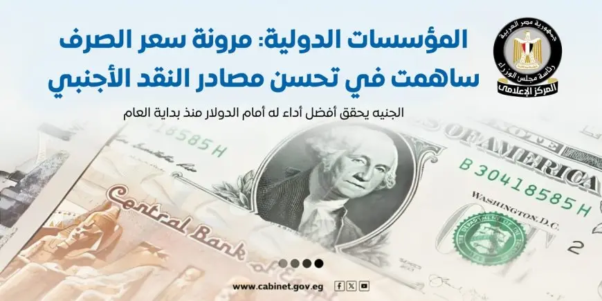 إعلام مجلس الوزراء: الجنيه يحقق أفضل أداء له أمام الدولار منذ بداية العام
