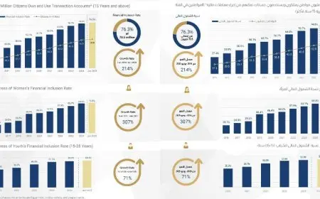 البنك المركزي يعلن ارتفاع معدلات الشمول المالي في مصر إلى 76.3%حتى يونيو 2025