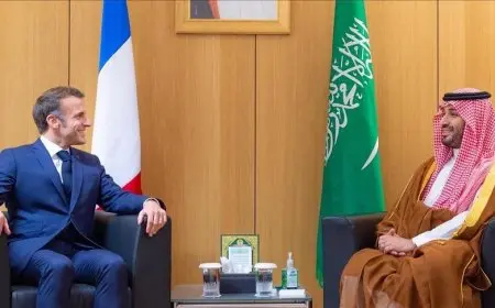 ولي العهد السعودي يبحث مستجدات فلسطين مع ماكرون ويدعو لوقف الحرب على غزة