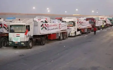 تحرك قوافل مساعدات من معبر رفح إلى كرم أبو سالم لإغاثة قطاع غزة