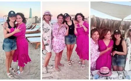 أحدث ظهور لـ أنغام مع إلهام شاهين وليلى علوي وإيناس الدغيدي في الساحل الشمالي