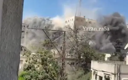 لحظة تدمير برج السوسي الشاهق في مدينة غزة