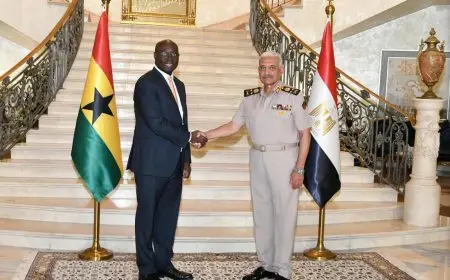 وزير الدفاع يلتقي وزير المالية والتخطيط الاقتصادى والقائم بأعمال وزير الدفاع لجمهورية غانا