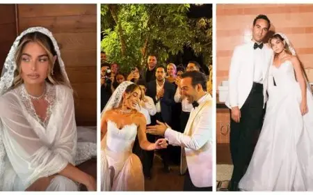 رقص ورومانسية.. 25 صورة جديدة من كواليس حفل زفاف هاجر السراج