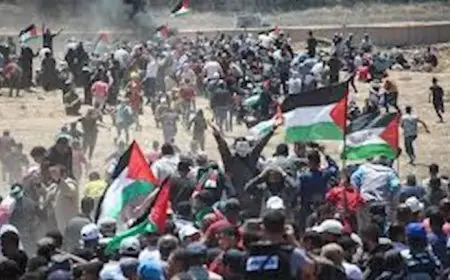 فلسطينيون يتظاهرون في غزة ضد أوامر الجيش الإسرائيلي بالنزوح جنوبا