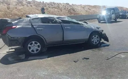 انقلاب سيارة أعلى الدائري يصيب 5 أشخاص