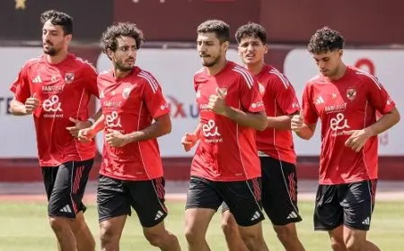 تدريبات بدنية خفيفة في مران الأهلي قبل مواجهة سيراميكا كليوباترا