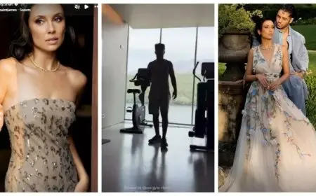 بعد ظهورها على كرسي متحرك..مينا مسعود مع زوجته إميلي شاه في الجيم -صور