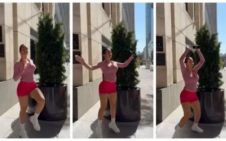 بالصور- جورجينا تؤدي التمارين رياضة في شوارع نيويورك