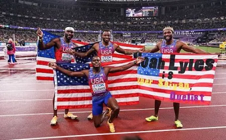 لايلز يقود أمريكا للاحتفاظ بذهبية 100 متر تتابع بمونديال القوى