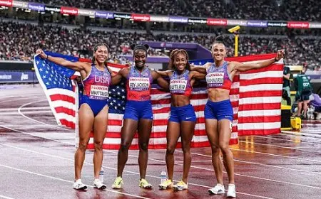 سيدات أمريكا تهيمن على سباق التتابع في مونديال ألعاب القوى