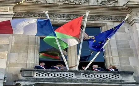 رفع العلم الفلسطيني على مبنى بلدية في باريس (فيديو)