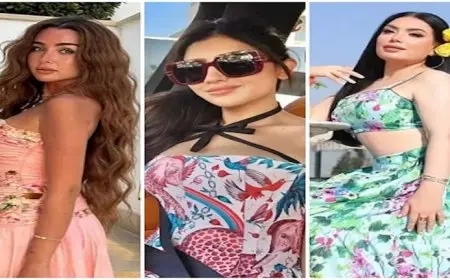 أبرزهم مي عمر.. 25 صورة لـ نجمات خطفن الأنظار بفساتين منقوشة