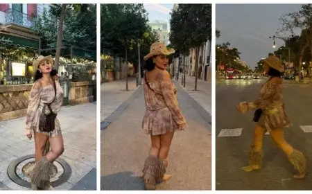 ببالصور- رانيا يوسف بـ فستان قصير في شوارع برشلونة.. والجمهور يعلق