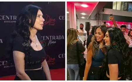 بالأحضان.. دينا تستقبل داليا البحيري وبدرة في افتتاح أكاديمية الرقص الشرقي