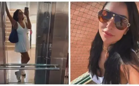 جوري بكر تخطف الأنظار بإطلالة رياضية داخل ملعب التنس (صور)