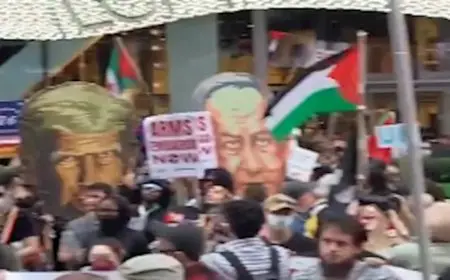 تظاهرات حاشدة في أمريكا تطالب باعتقال نتنياهو “صور وفيديو”