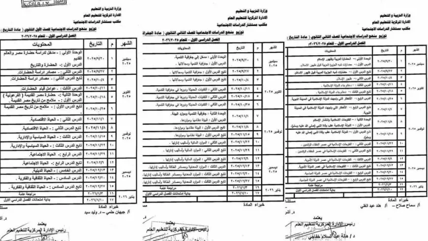 التعليم تعتمد توزيع مناهج التاريخ والجغرافيا للمرحلة الثانوية وتحدد خريطة الدراسة والامتحانات
