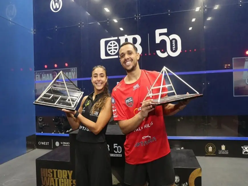 وزير الرياضة يهنئ هانيا الحمامي ومصطفى عسل على التتويج ببطولة مصر المفتوحة للإسكواش