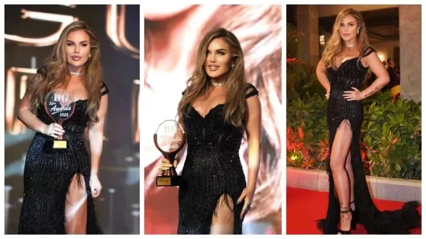 فستان أسود مزين بالريش.. نيكول سابا تتألق في حفل ديرجيست وتوجه رسالة
