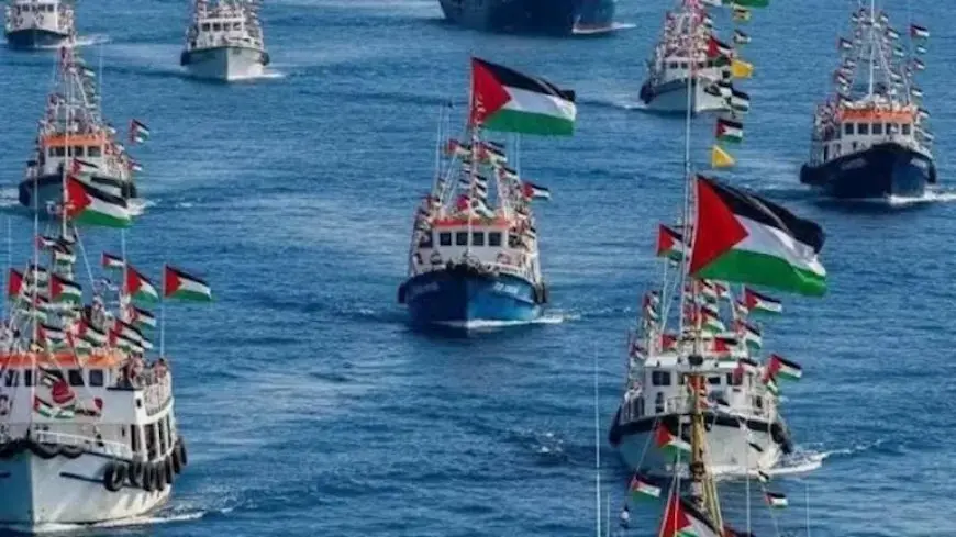 سماع دوي انفجارات قرب سفن تابعة لـ”قافلة الصمود” أثناء محاولتها التوجّه إلى غزة