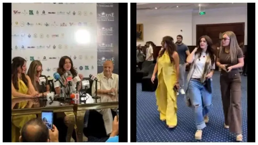 فيديو طريف يجمع نرمين الفقي ونيكول سابا مع غادة عادل ونجلها بالغردقة