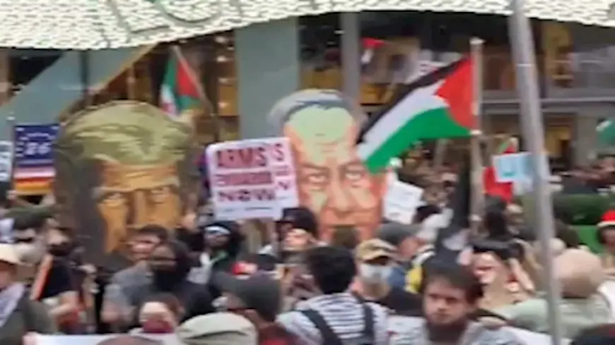 تظاهرات حاشدة في أمريكا تطالب باعتقال نتنياهو “صور وفيديو”